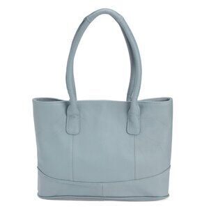 AMERILEATHER Baby Blue Leather Triple Compartment Tote